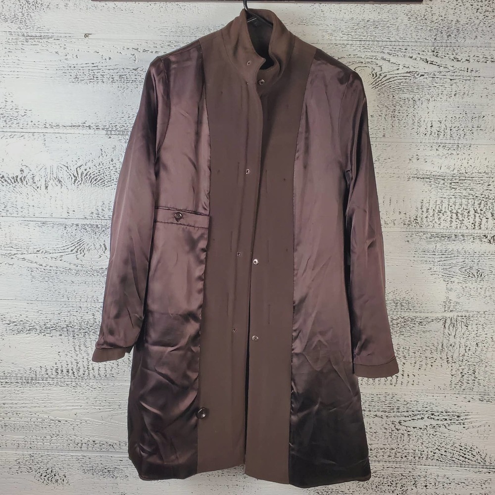 Kristen Blake Women Chocolate Lambswool Cashmere Blend Peacoat Long Coat Size 12 - Picture 13 of 14